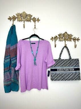 🆕NWT 100% cotton lavender short sleeve Xl /1X ptp 24” l 27”